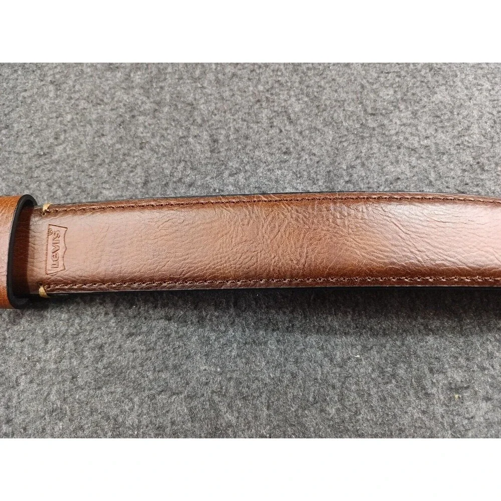 Levis Men's Brown Ombre Leather Belt Size 44 Silver Buckle 1.5